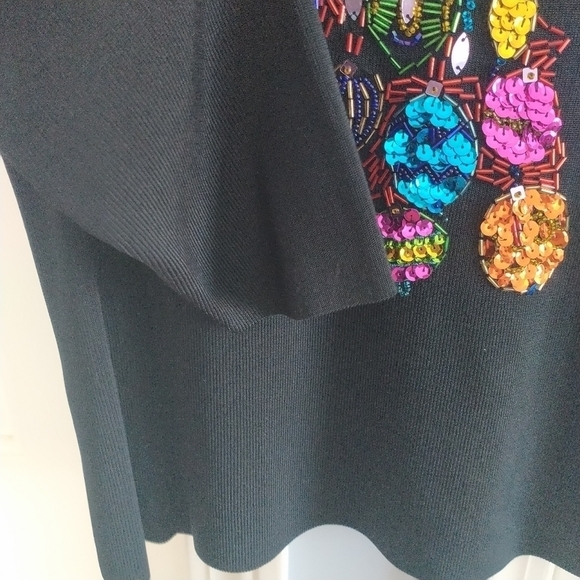 Lucia Burns Christmas Tree Beads & Sequins Top L - Picture 7 of 9